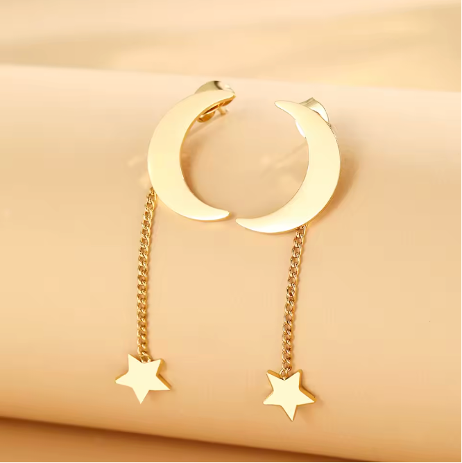 Moon & Star Fringe Earrings
