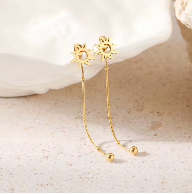 Sun Totem Chain Earrings
